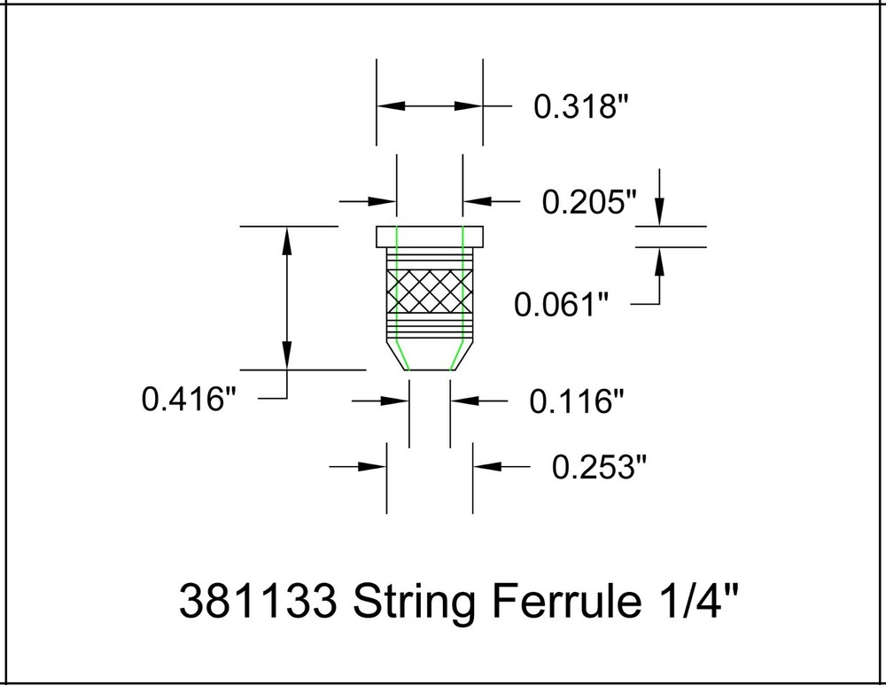 Ferrule String Rear 1/4 Inch Chrome New 381133CH