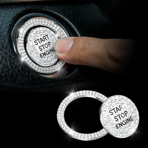 Sparkly Car Engine Start Button Cover, Rhinestone Push Start Button Cover