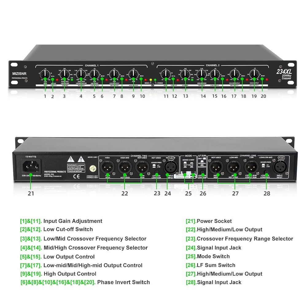 Professional Stereo Crossover XLR Input/Output=