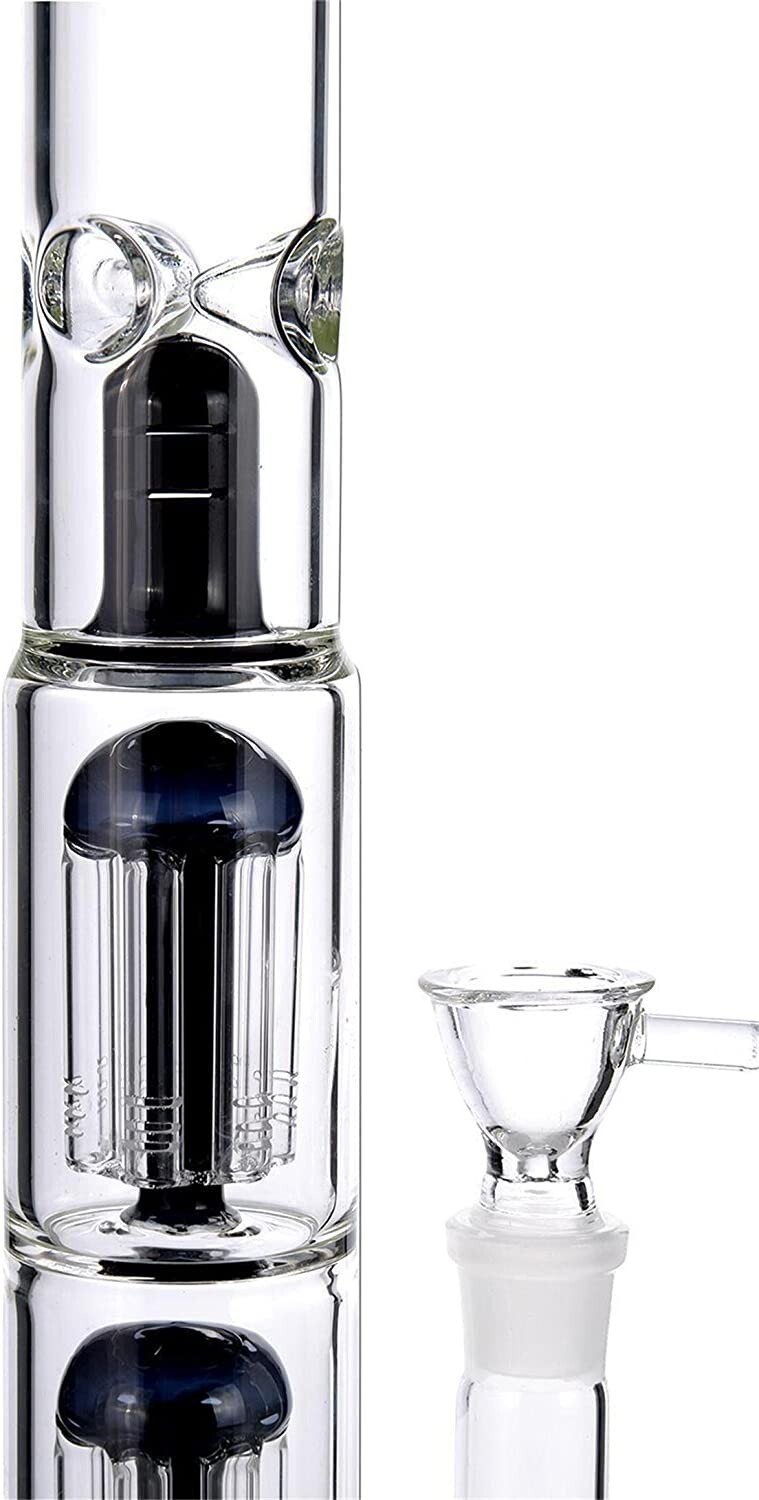 16.5" Black Heavy Glass Bong Shisha Percolate Hookah Water Pipe W/ICE 18mm Bowl