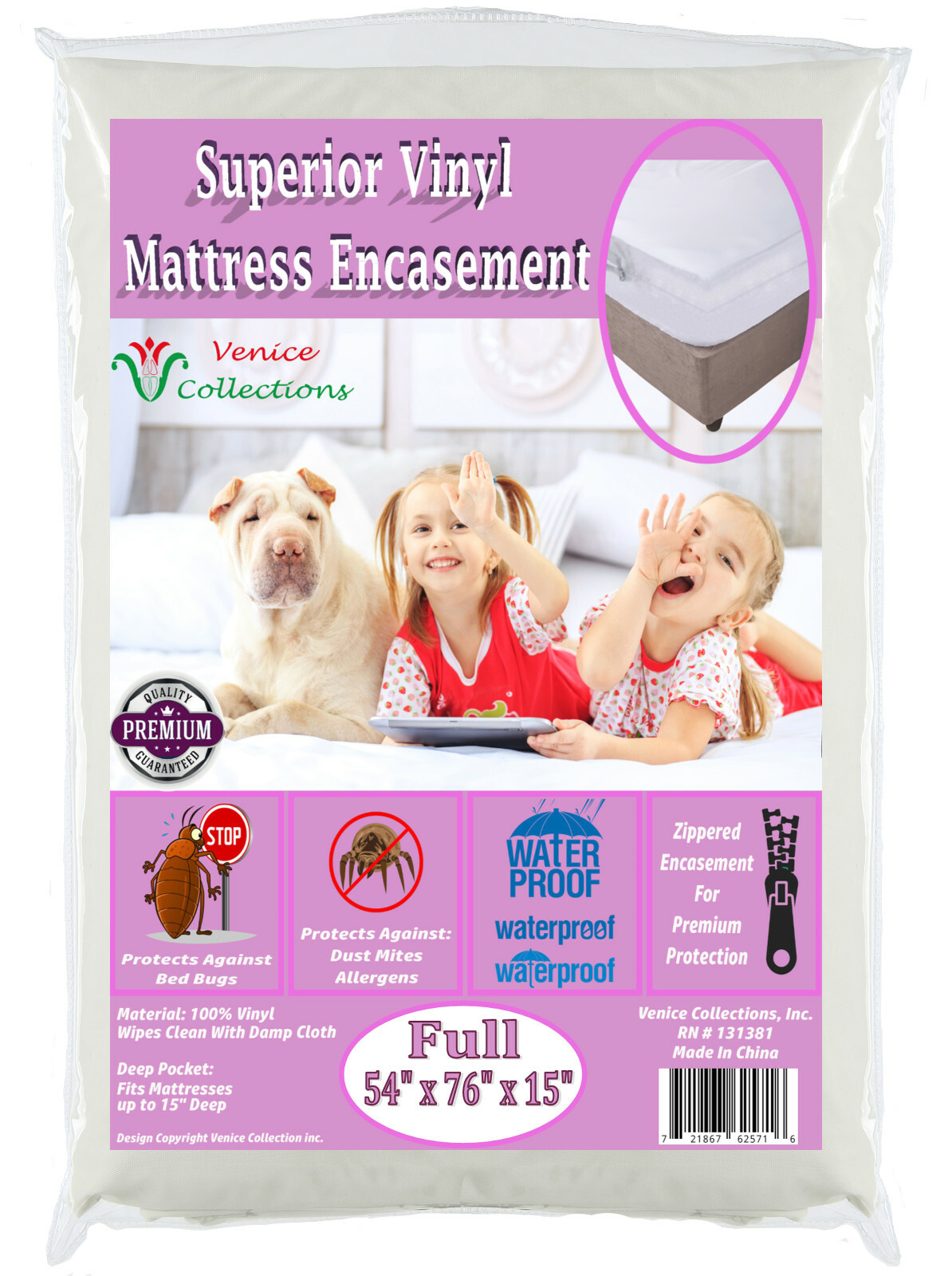 Royal Silk™ Heavy Vinyl Zippered Mattress Cover 100% Waterproof & Bed-Bug Proof