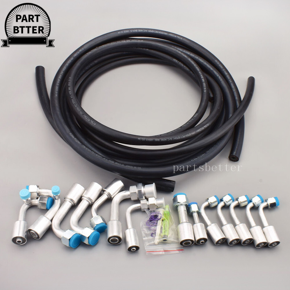 A/C Air Conditioning Ext Length Hoses & Fittings & O-rings Kit Universal