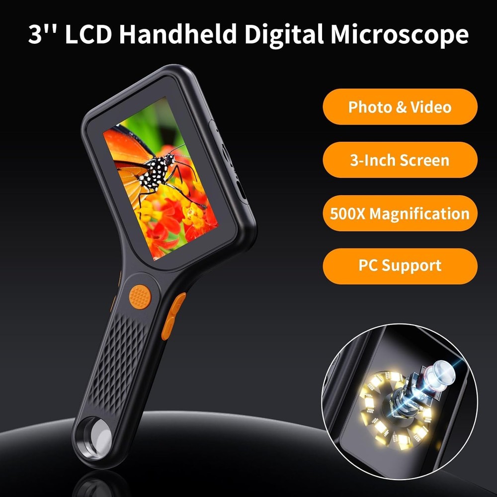 Handheld 500X Digital Microscope 3in Screen
