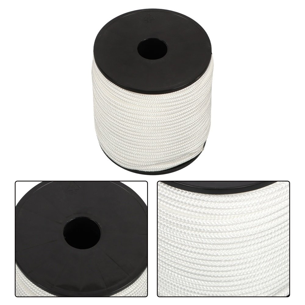 Multipurpose White Nylon Rope Sturdy Spool Solid Braid Knot Rope 1/4" × 5250'