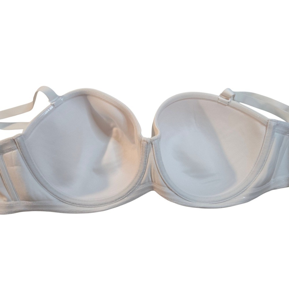 Cacique White Strapless Bra 44B Underwire Full Coverage Support