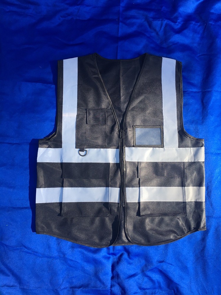 2pcs Safety Black Reflective Zip Vest