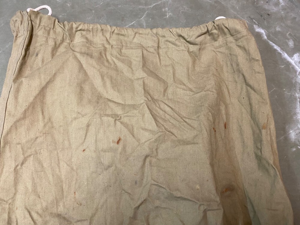 ORIGINAL WWII US ARMY INFANTRY BARRACKS LAUNDRY CARRY BAG- KHAKI, TAGGED 1942