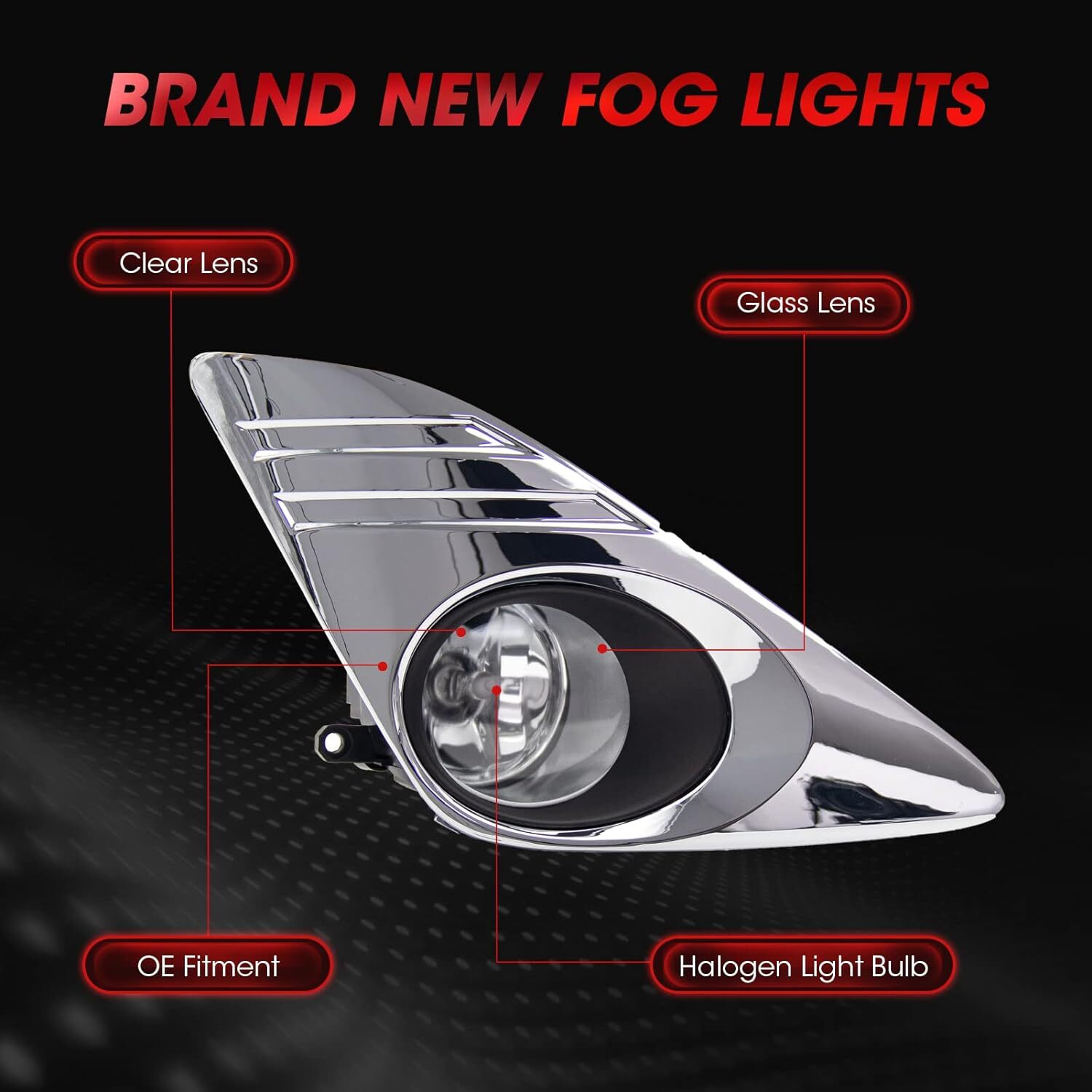 Clear Lens Fog Lights Lamps Chrome Cover Fits 2012 2013 2014 Toyota Camry Pair