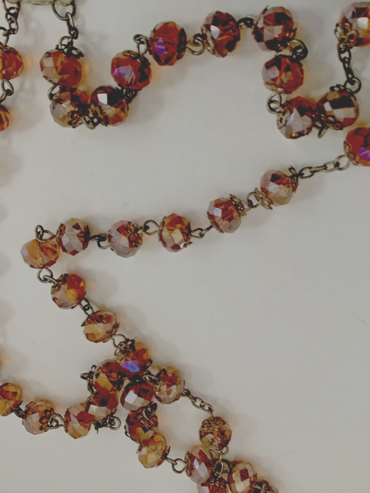 ROSARY IN AMBER AURORA BOREALIS BEADS