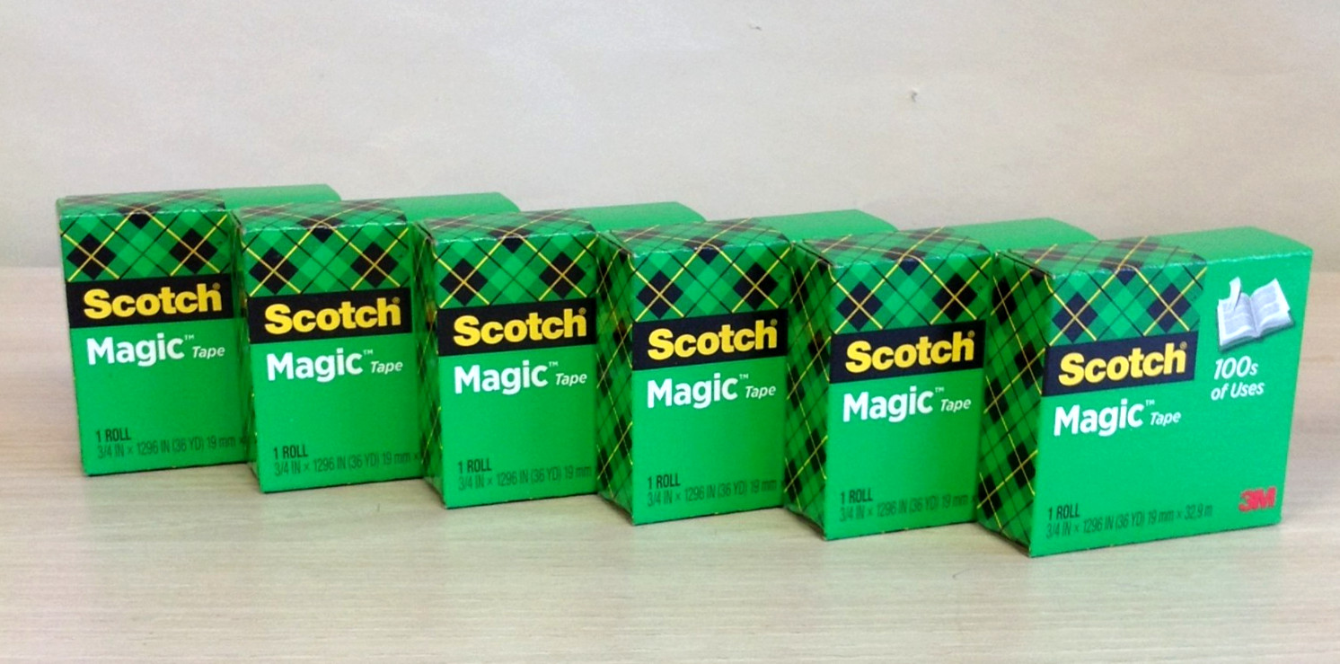 Lot of 6 Scotch Magic Tape Refills 3/4" x 1296 1" Core Clear Invisible MMM81034