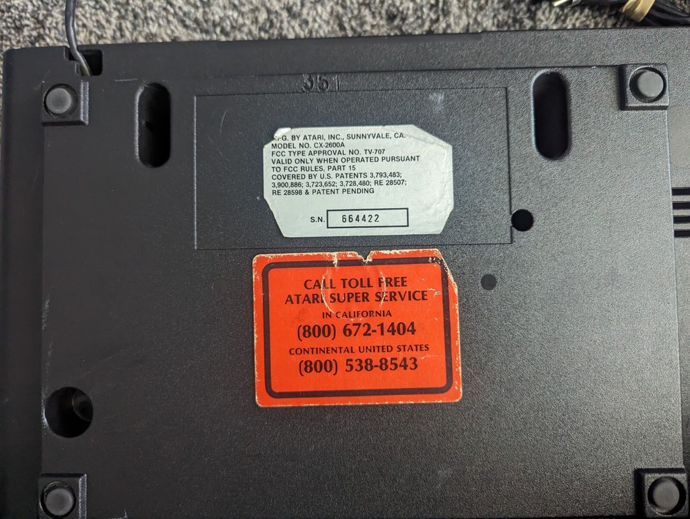 Atari Console with Controllers CX-2600A Missing Power Cable