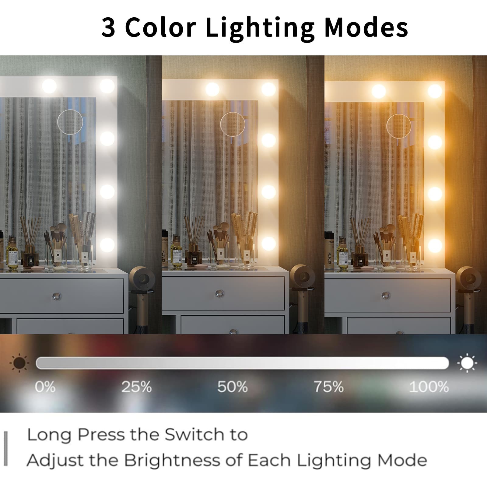 55" Makeup Vanity Desk with Lighted Mirror, Vanity Table Gift, 13 Drawers, White