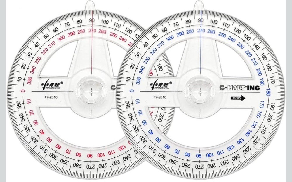 360° Protractor Pack of 2 Protactors Plastic Protractor Math Protractors Clea...