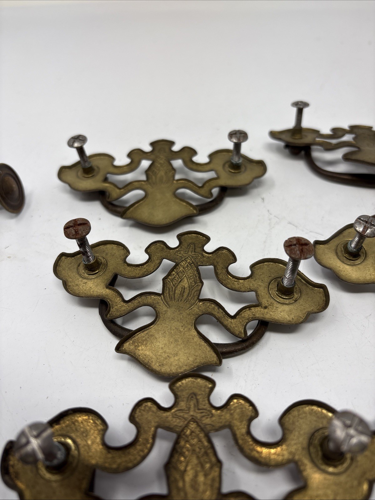 Antique Vintage Beautiful Ornate Victorian Drawer Pull Handle(6)& 2 Knobs