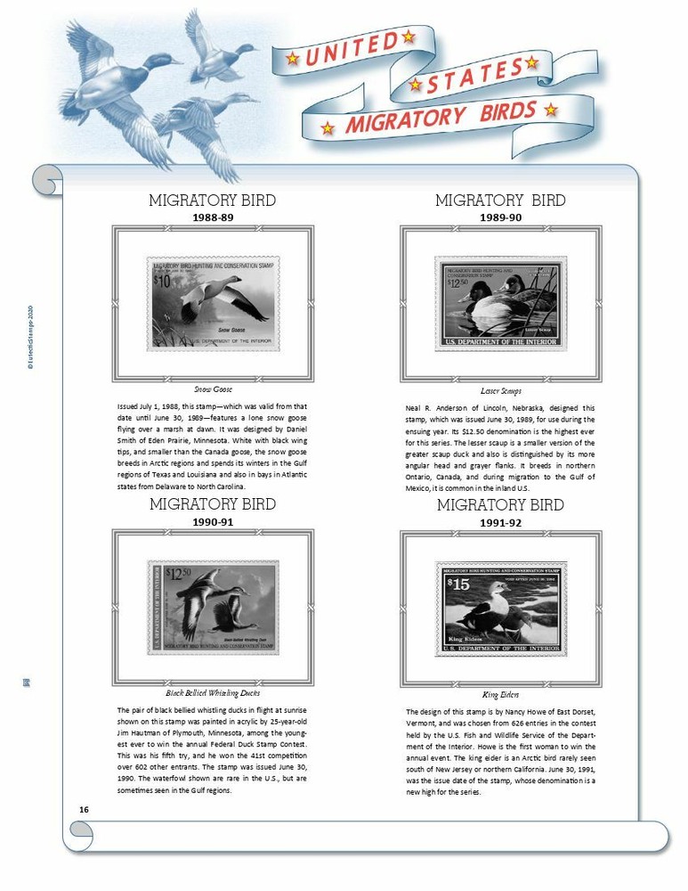 U.S. Federal Duck Stamps Supplement 1934 - 2024 (White Ace Alternative) (No Jr.)