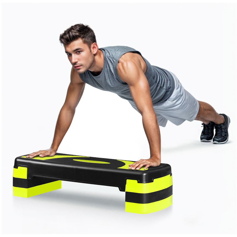 Adjustable Workout Aerobic Stepper, Aerobic Exercise Step Platform with 4 Risers