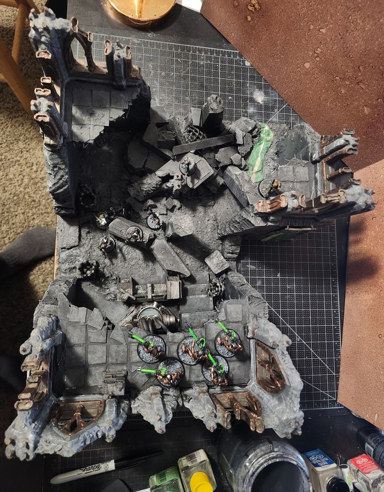 scratch built large ruin for wargaming