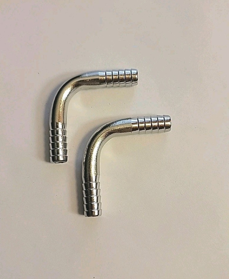 1/4 Stainless Steel 90 Degree Elbow Fitting Barb, Fits 1/4" ID Tubing, 2-pack
