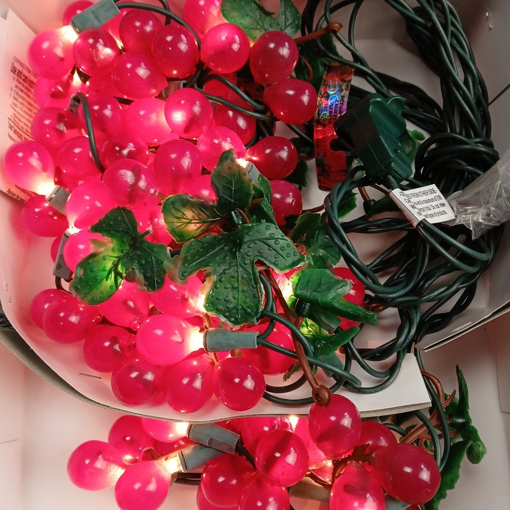 3 Sets Red Grape Cluster Lights String Indoor Outdoor String Lighted Wine Patio