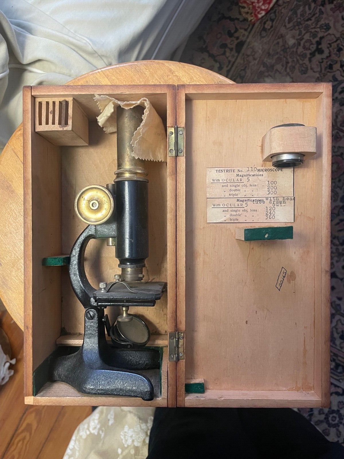 Vintage Testrite No. 110 Student Microscope with Travel Case