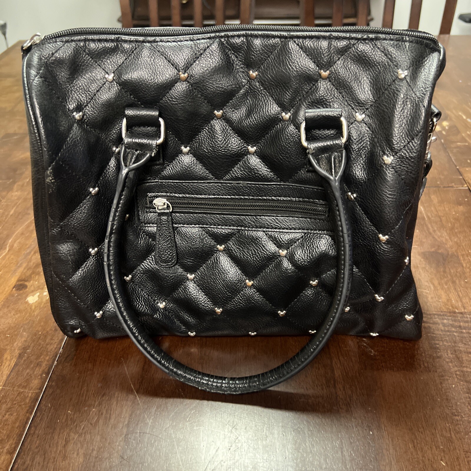 Disney Mickey Mouse Black leather Quilted Design Bag Purse Loungefly