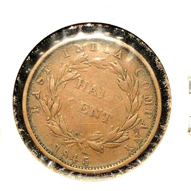Straits Settlements 1845 half cent KM 2 F/VF