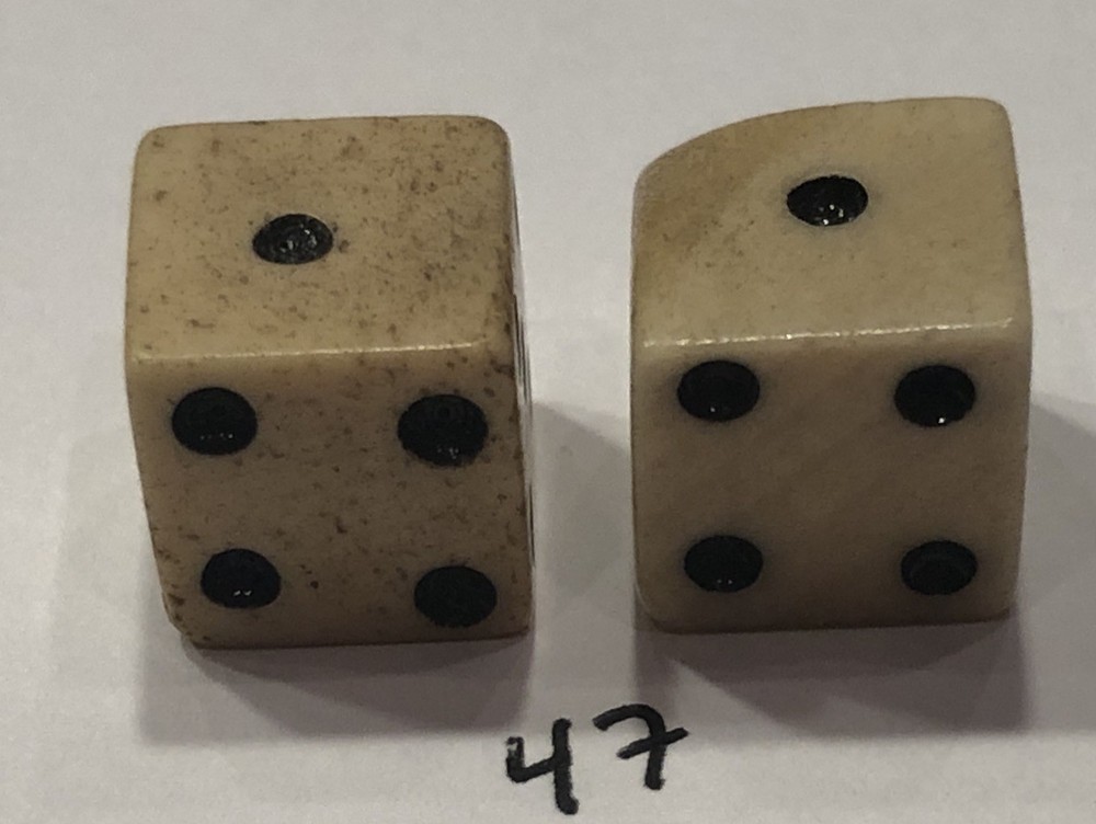 Vintage Pair Bone (Bovine) Dice 7/16”