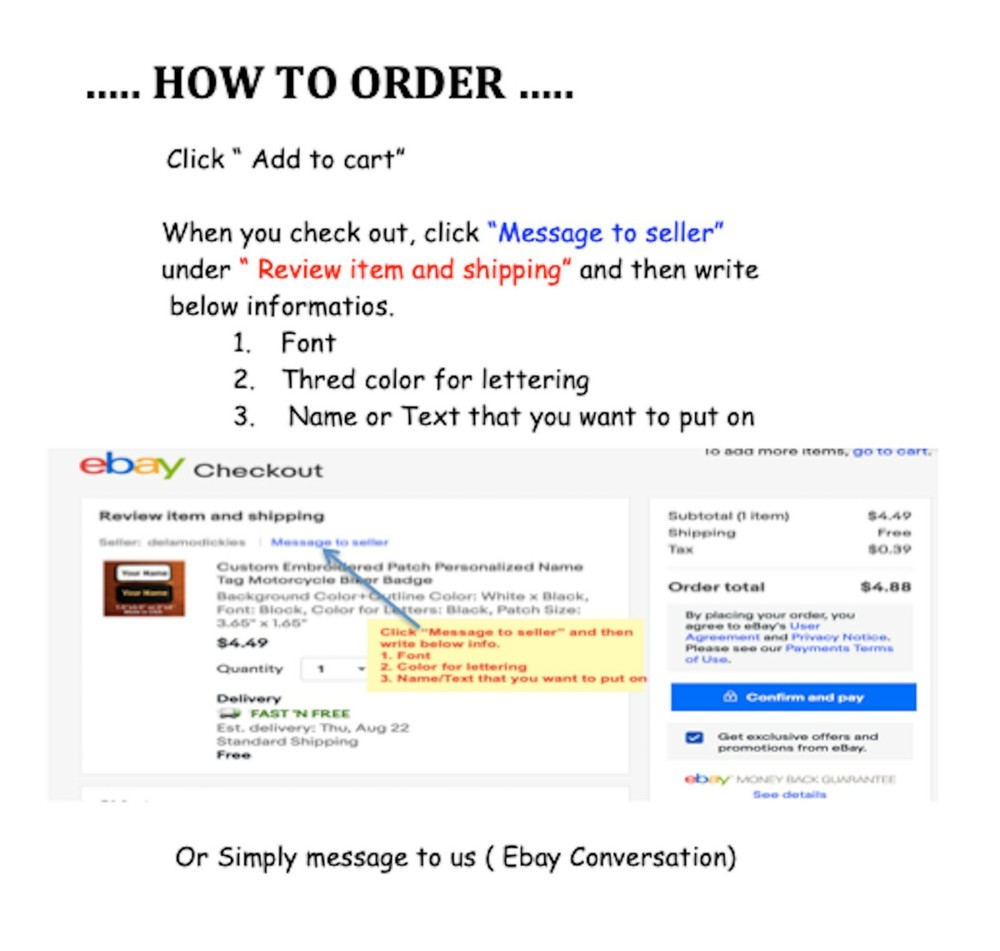 Custom Personalized Embroidered Monogrammed Name/Title Patch Black 2"x4".