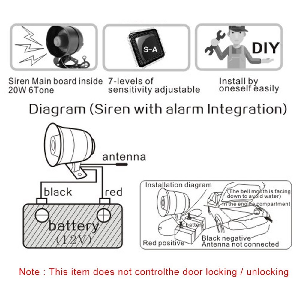 Car Remote Keyless Entry Vibration Alarm Security System W/2 Remote Control Kit