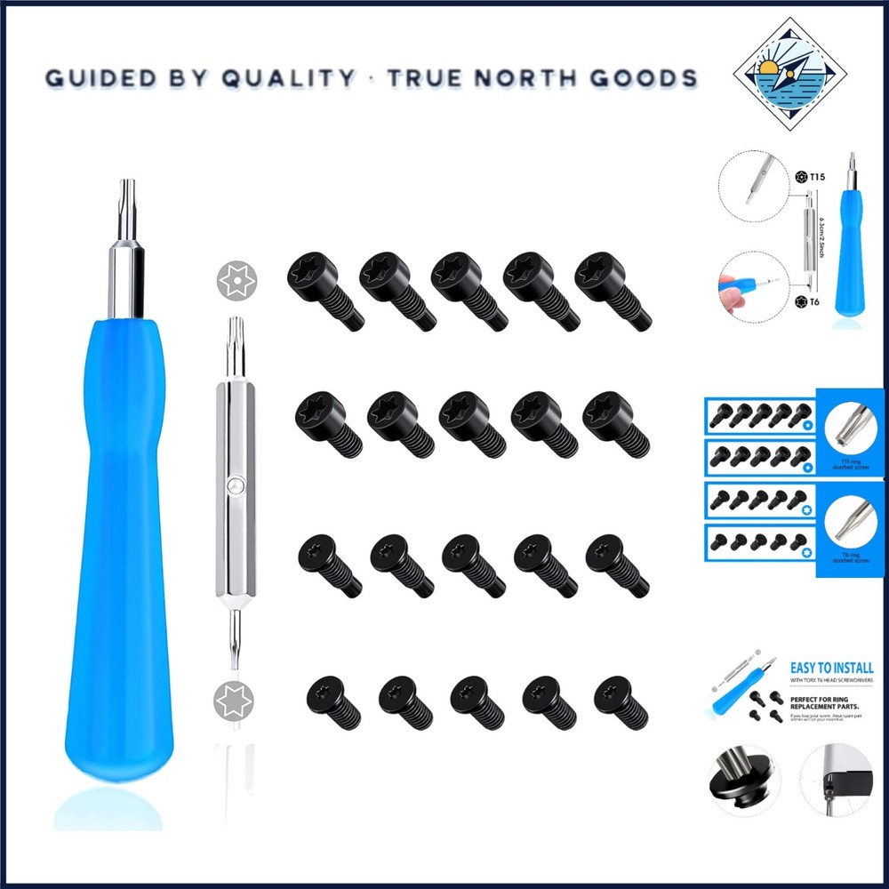 Universal Blue Screwdriver for Ring Doorbell Models with 20 Replacement Screws