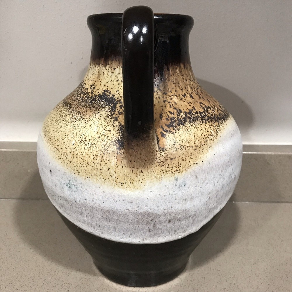 Vintage Two Tone Brown Rustic Ceramic Pitcher Made In Germany