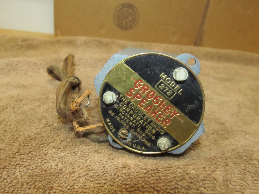 1920`s Crosley Cone Speaker Model 272 Driver Unit & Nameplate