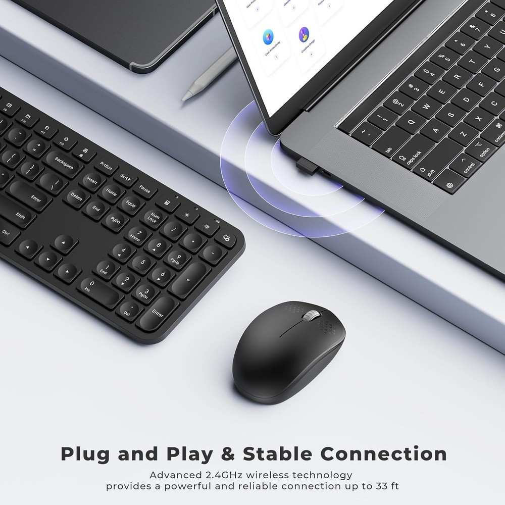 Combo Teclado y mouse Inalambricos para Windows, Android TV Box/Raspberry / PC