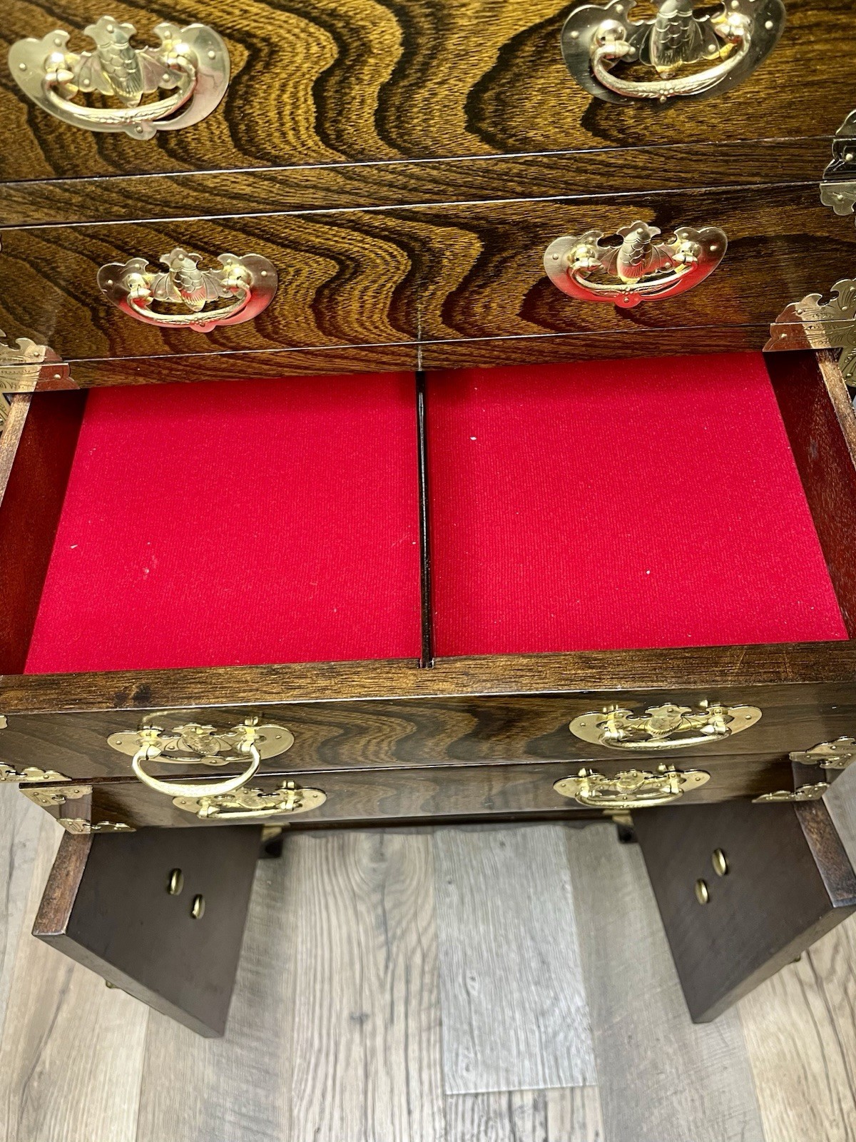 Antique 2 Piece Korean Elmwood Tansu Chest Hall Cabinet Asian Chest Of Drawers