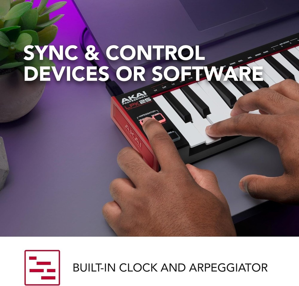 Compact 25-Key MIDI Controller with Backlit Drum Pads - Mac & PC Compatible