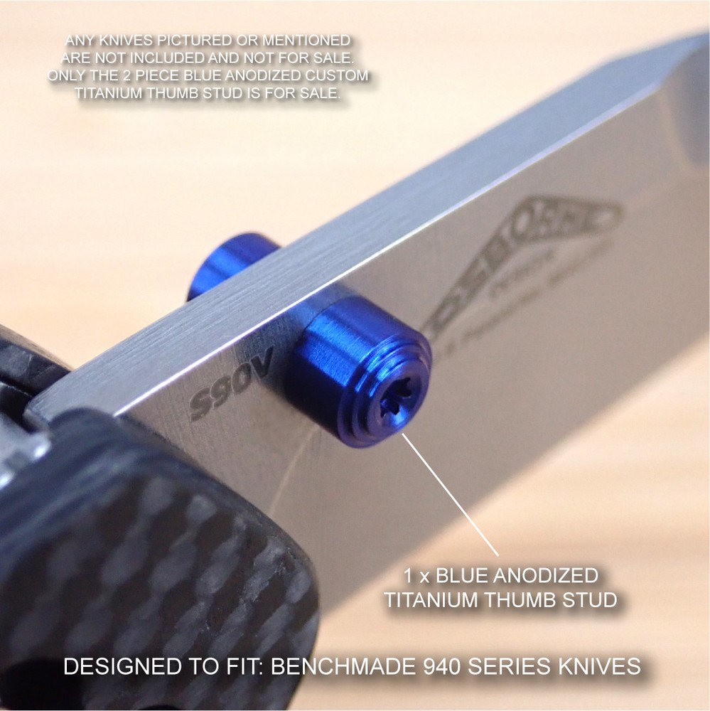 Benchmade 940-1 Osborne Knife 2 PC Custom Titanium Thumb Stud Set Anodized BLUE