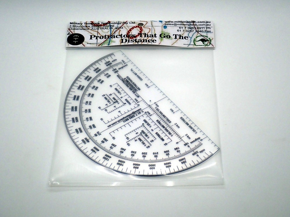 RA Degrees Mils Meters Yards Protractor