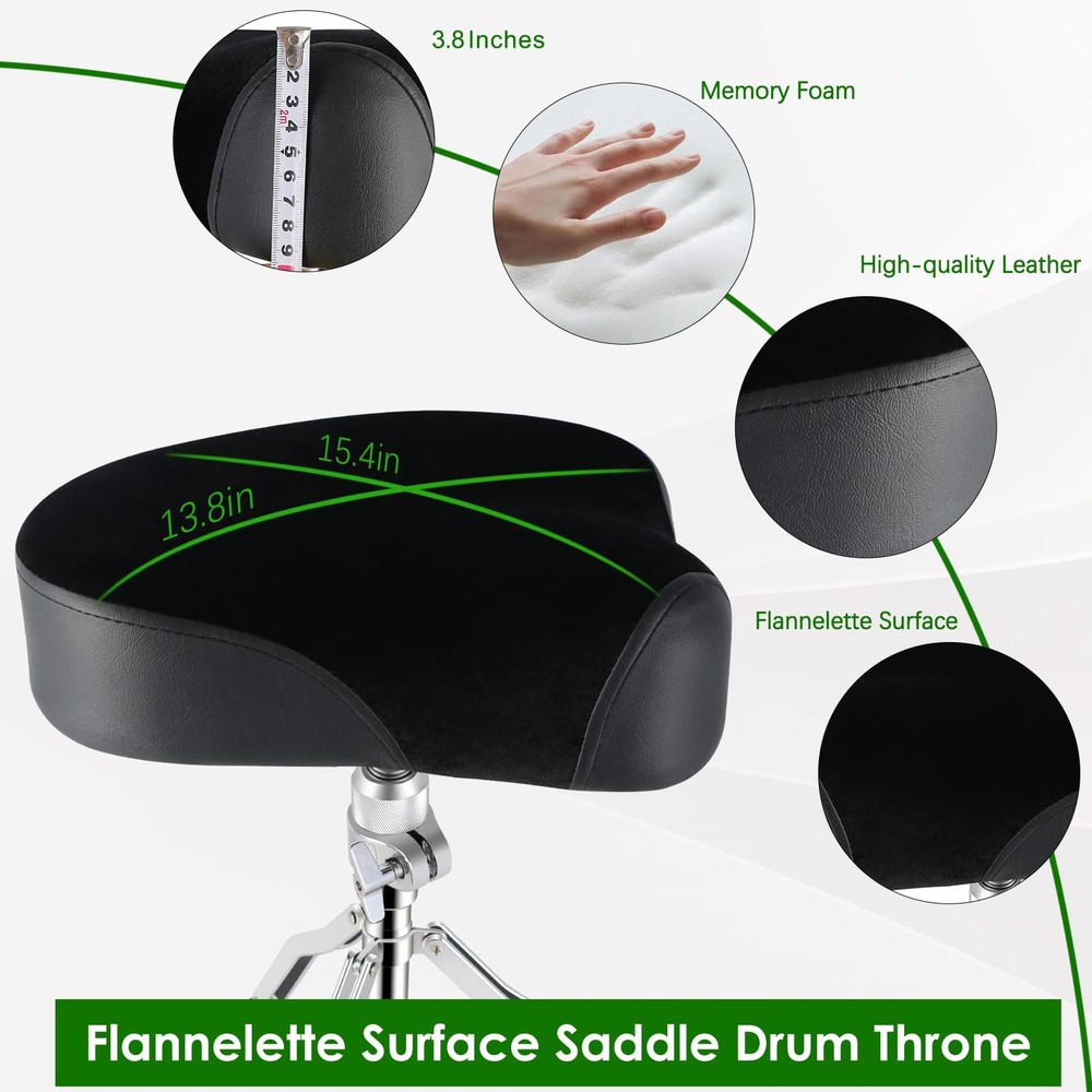 Drum Throne Drum Seat Height Adjustable,Rotatable Padded Drum Stools Motorcyc...