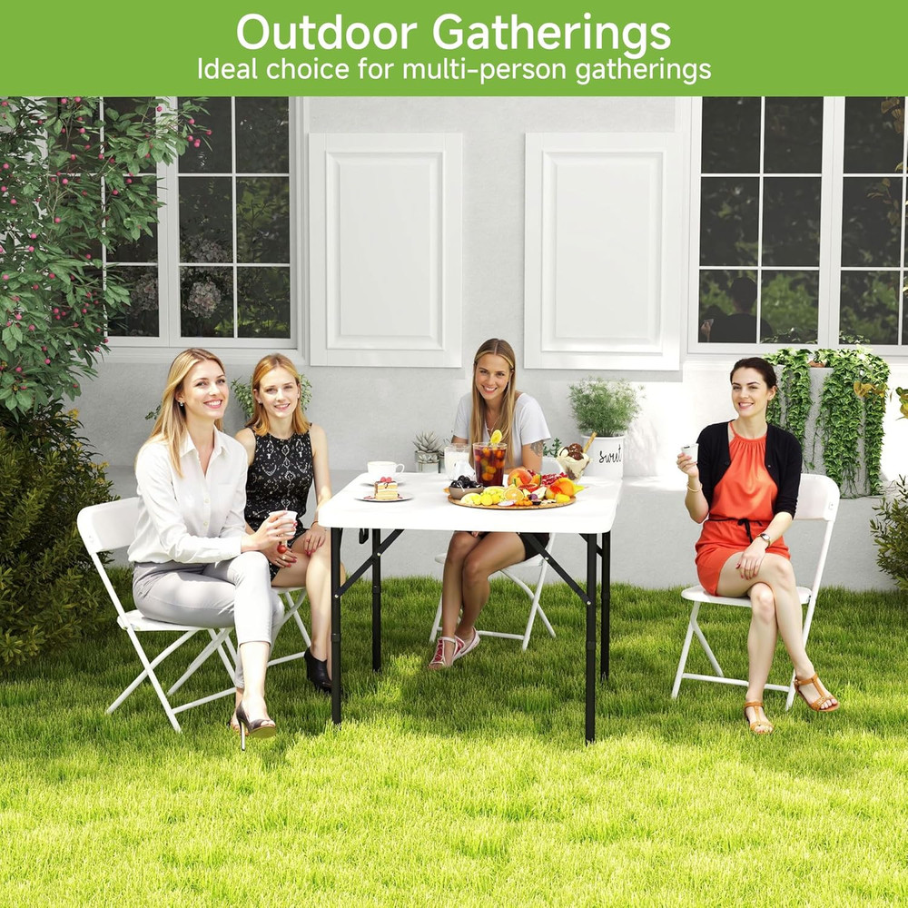Folding Table, 34" Square Portable Card Table with Handle and Removable Legs for