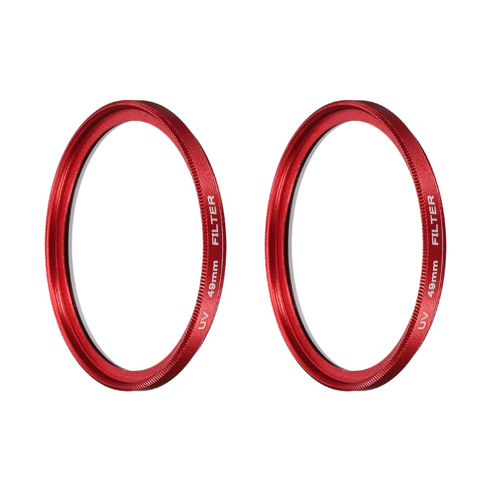 2Pcs 49mm Ultra Slim Lens Filter Multi Coating Camera Len Filter, Red