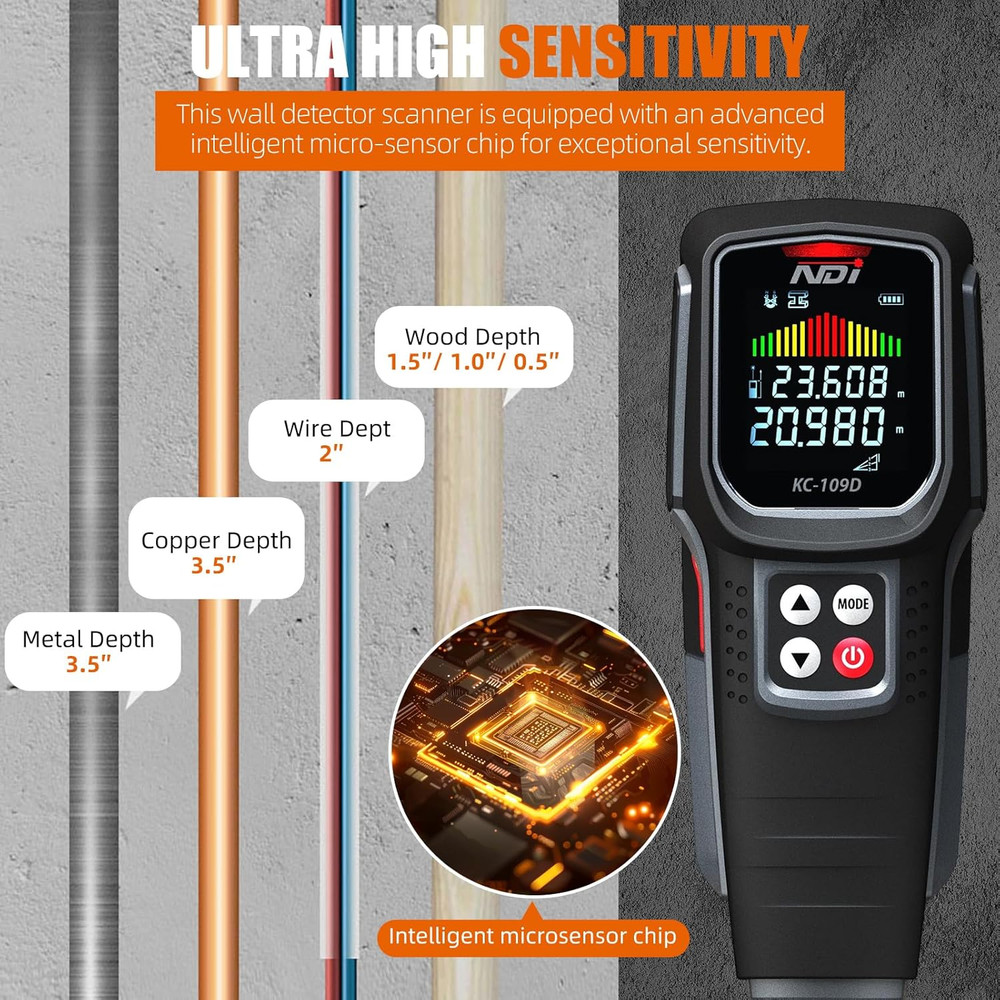 Stud Finder Wall Scanner - 5 in 1 Electronic Stud Detector with Microprocessor C