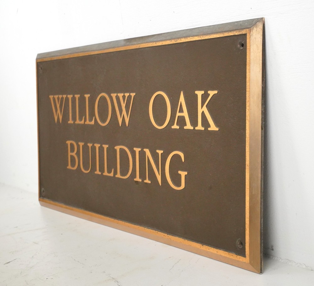 Reclaimed Willow Oak Cast Bronze Building Dedication Plaque