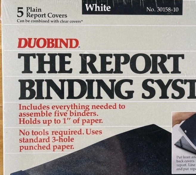 New Sealed Duobind Report Binding System 5 WHITE Report Covers