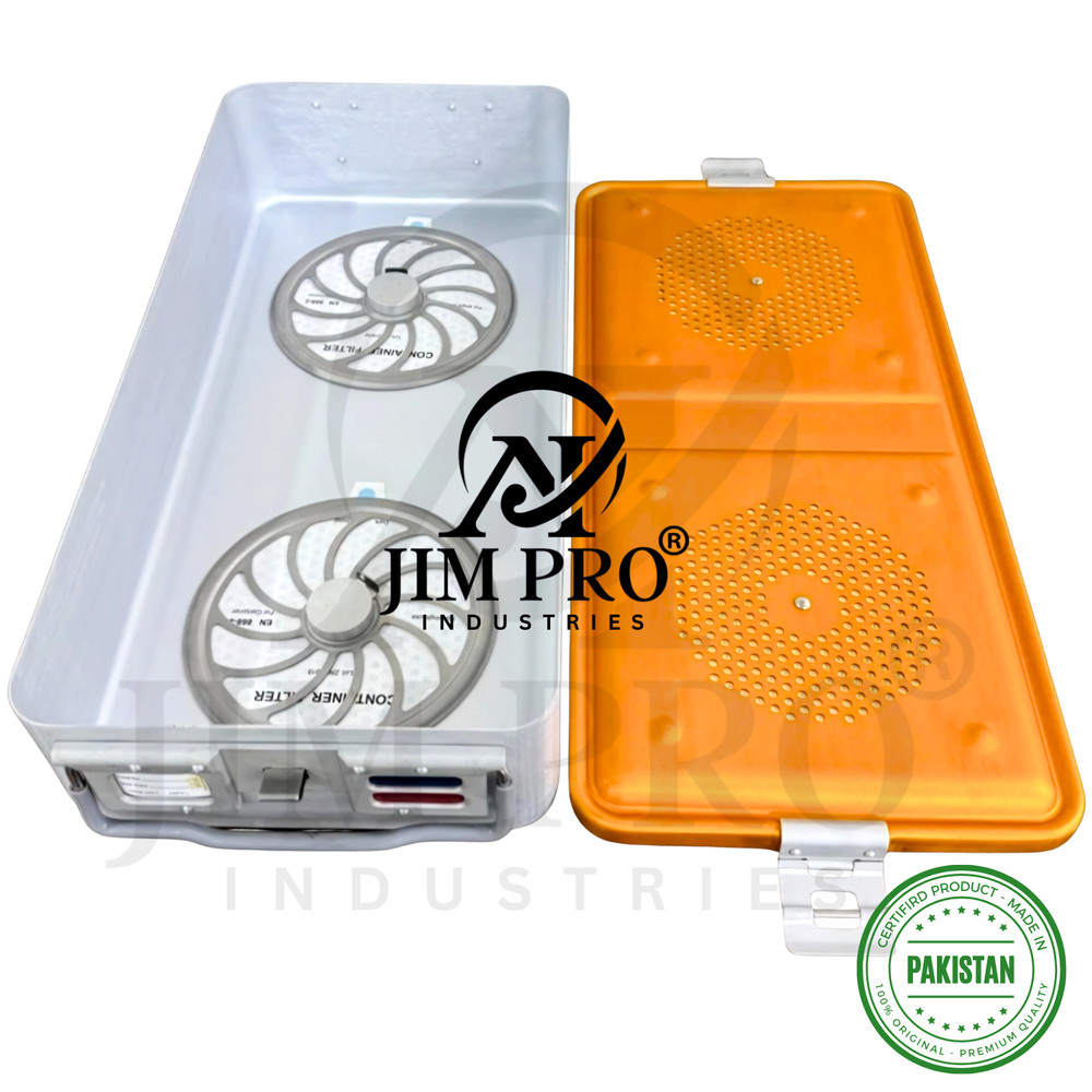 Aluminium Sterilization Container, Bottom & Lid Perforated with 4 filter holders