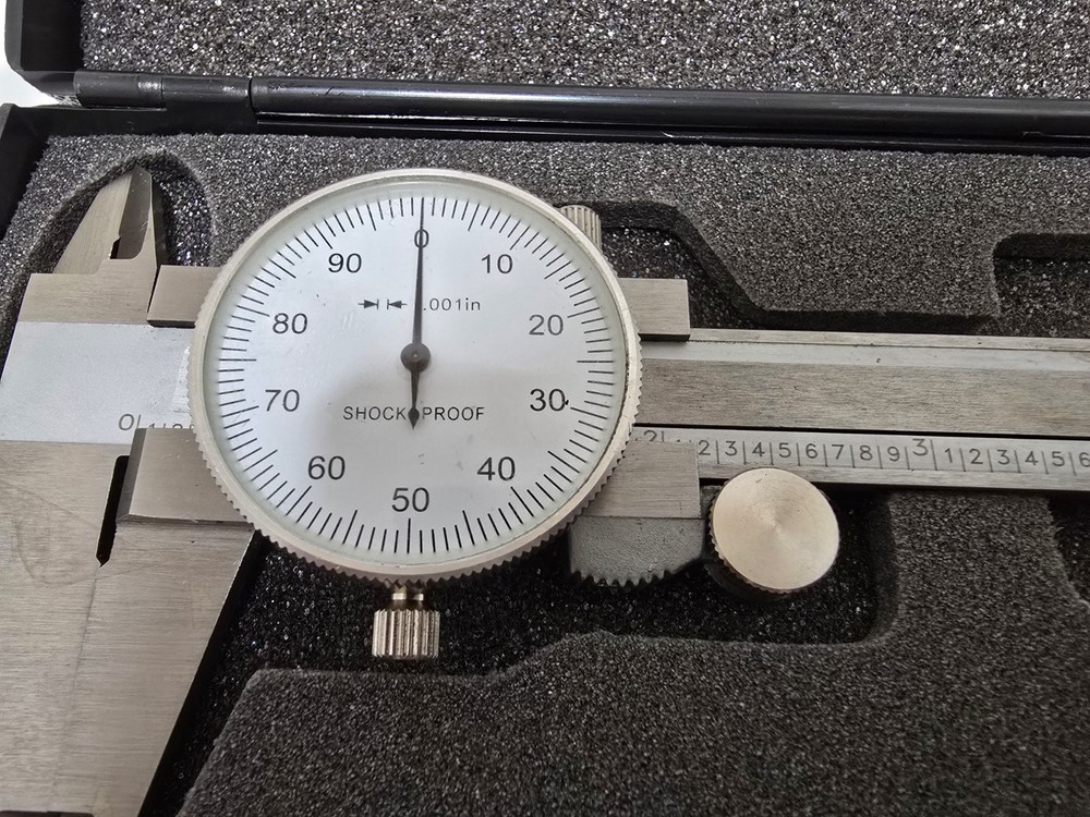 6in" Shockproof Thread Dial Vernier Caliper 0-6" Standard With Plastic Case
