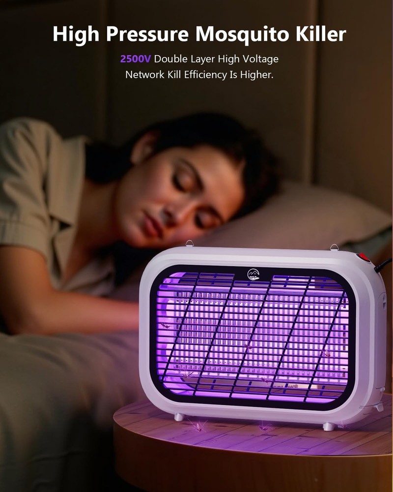 Indoor Bug Zapper, Powerful Fly Zapper with Double-Layer High-Voltage Grid, A...