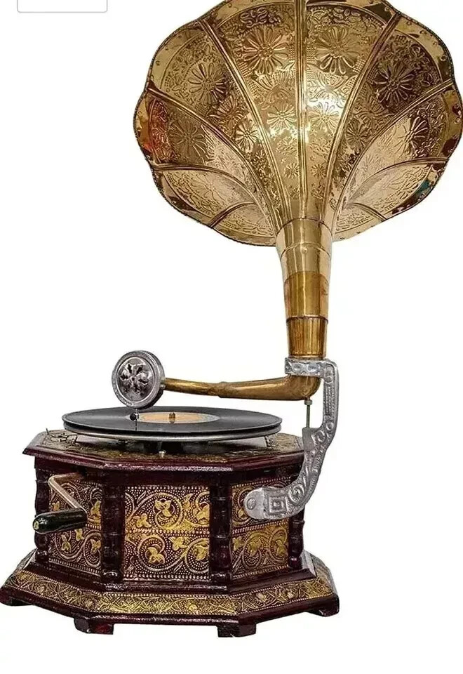 Antique HMV Gramophone Fully Functional Working Phonograph, win-up record player