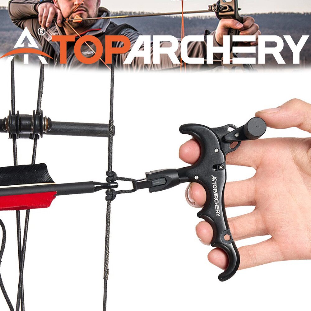 Archery Compound Bow Release 4-Finger Adjustable Can Rotate 360° Thumb Release