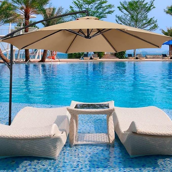 10Ft 8 Ribs Patio Umbrella Replacement Canopy Double-Layer Offset Cantilever ...