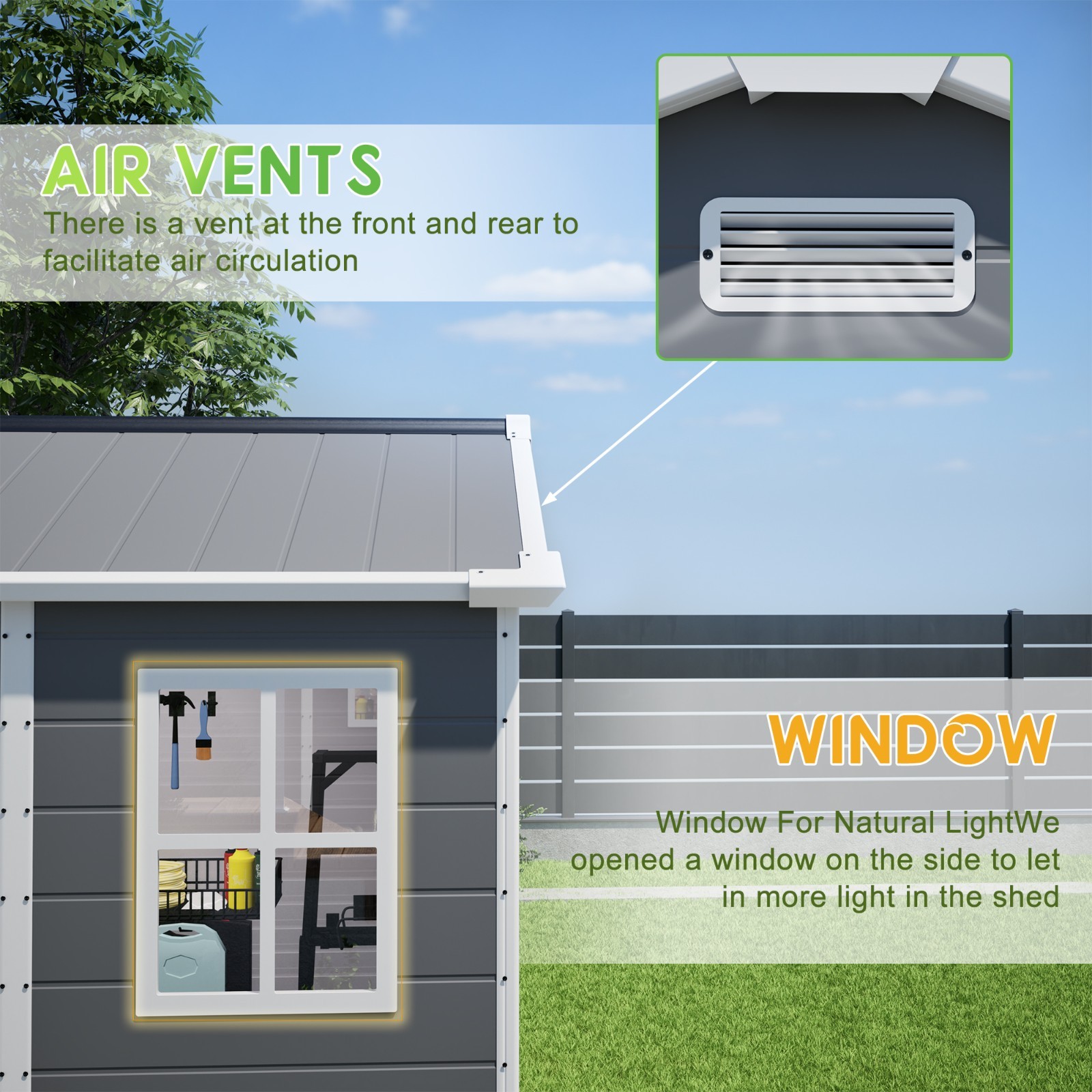 6x6FT Outdoor Resin Storage Shed w/Lockable Doors Plastic Shed w/Floor &Window